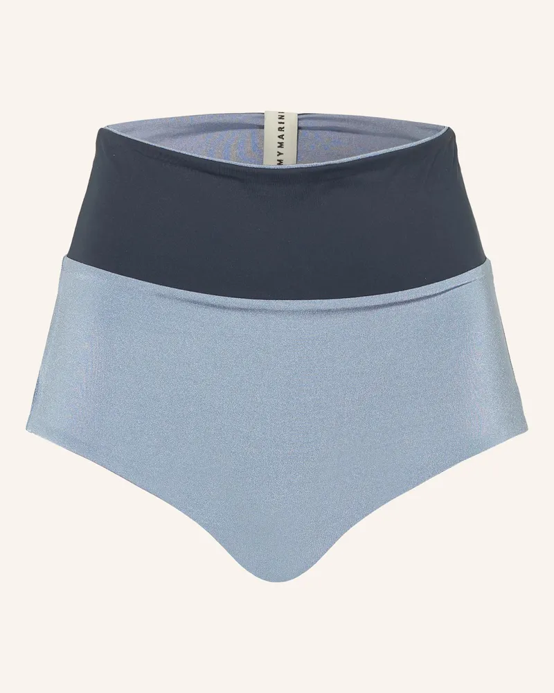 MYMARINI High-Waist-Bikini-Hose SURF SHORTS SHINE zum Wenden mit UV-Schutz 50 Blaugrau