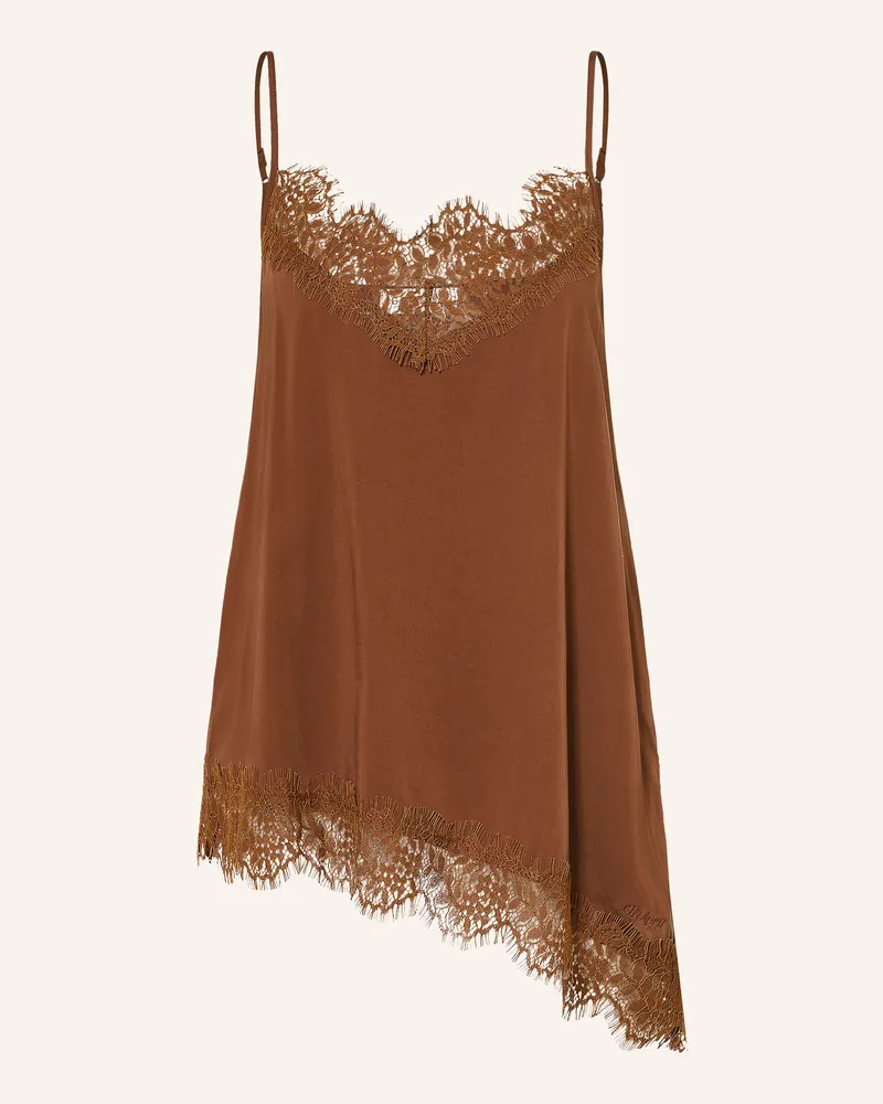 OH APRIL Satintop Tami Mit Spitze braun Dunkelbraun