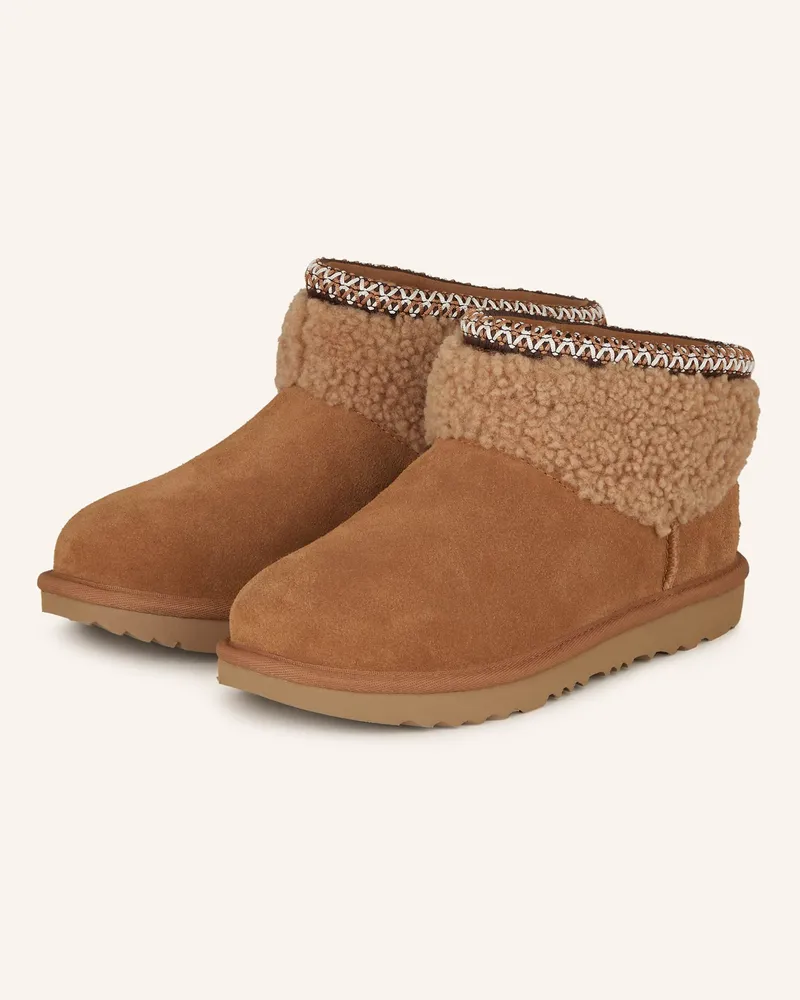 UGG Boots Classic Ultra Mini Curly braun Camel