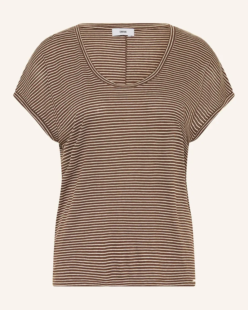 cinque T-Shirt CITAKI mit Leinen Dunkelbraun