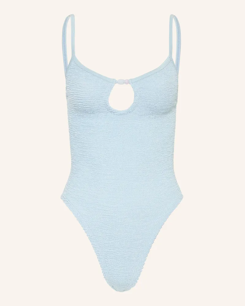 Hunza G Badeanzug Mia Mit Schmuckperlen blau Hellblau