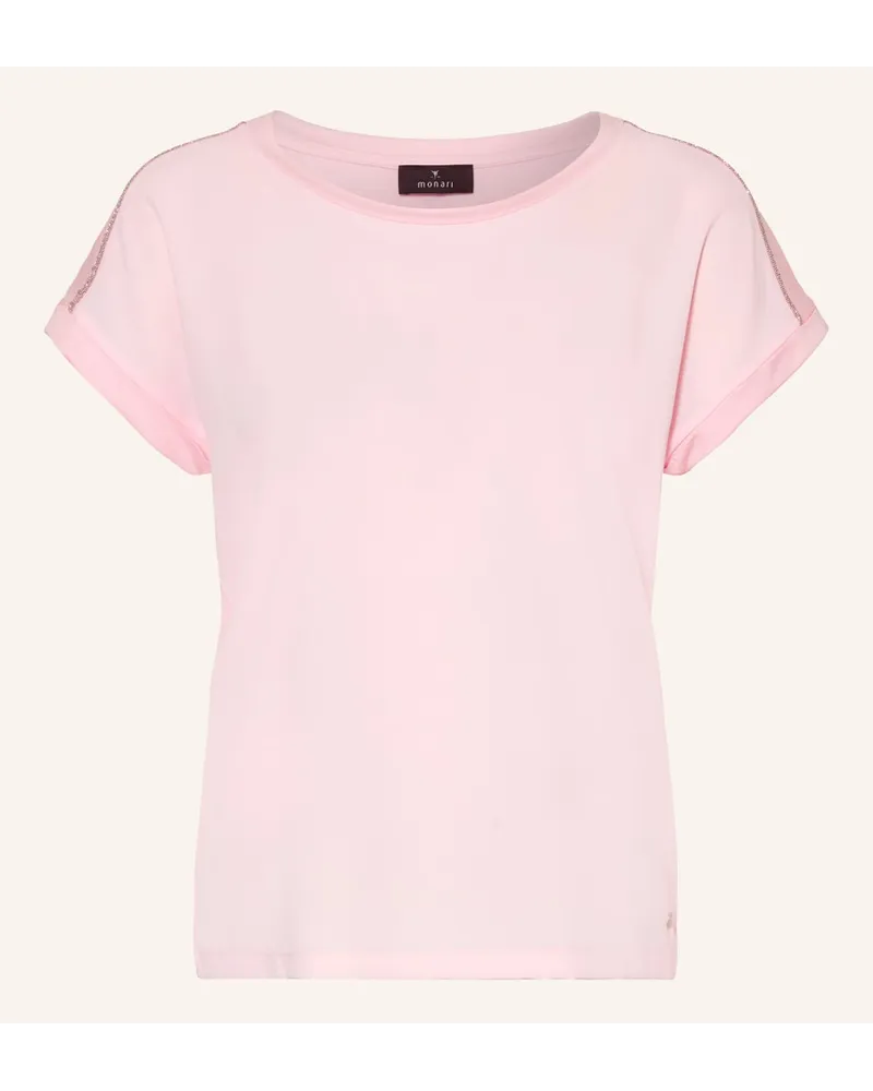 monari T-Shirt im Materialmix mit Schmuckperlen Rosa