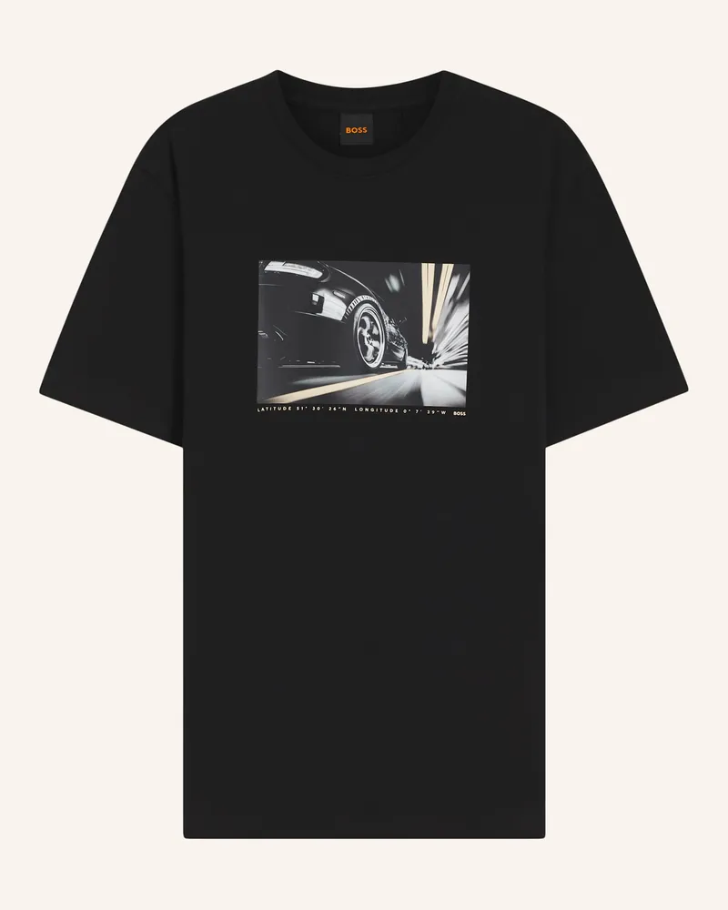 HUGO BOSS T-Shirt Te_Motors Regular Fit schwarz Schwarz