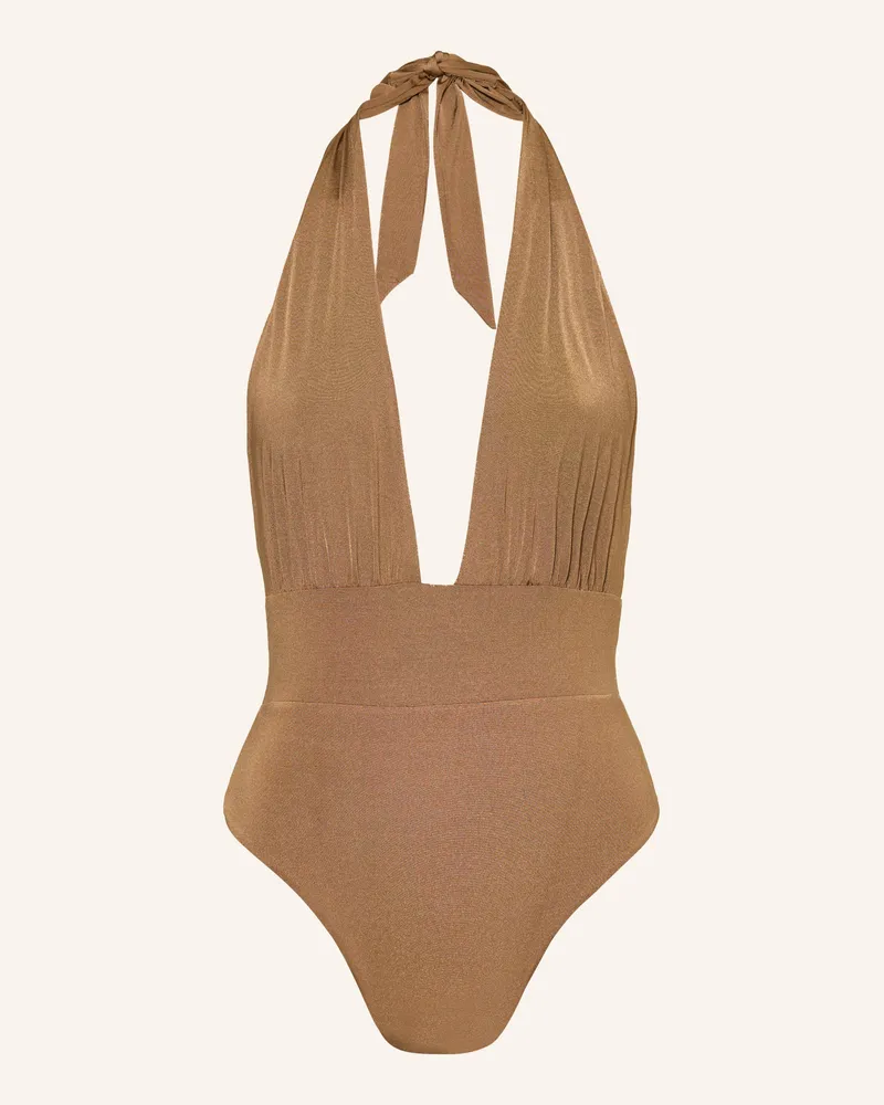 Max Mara Neckholder-Badeanzug Bchcalle beige Beige