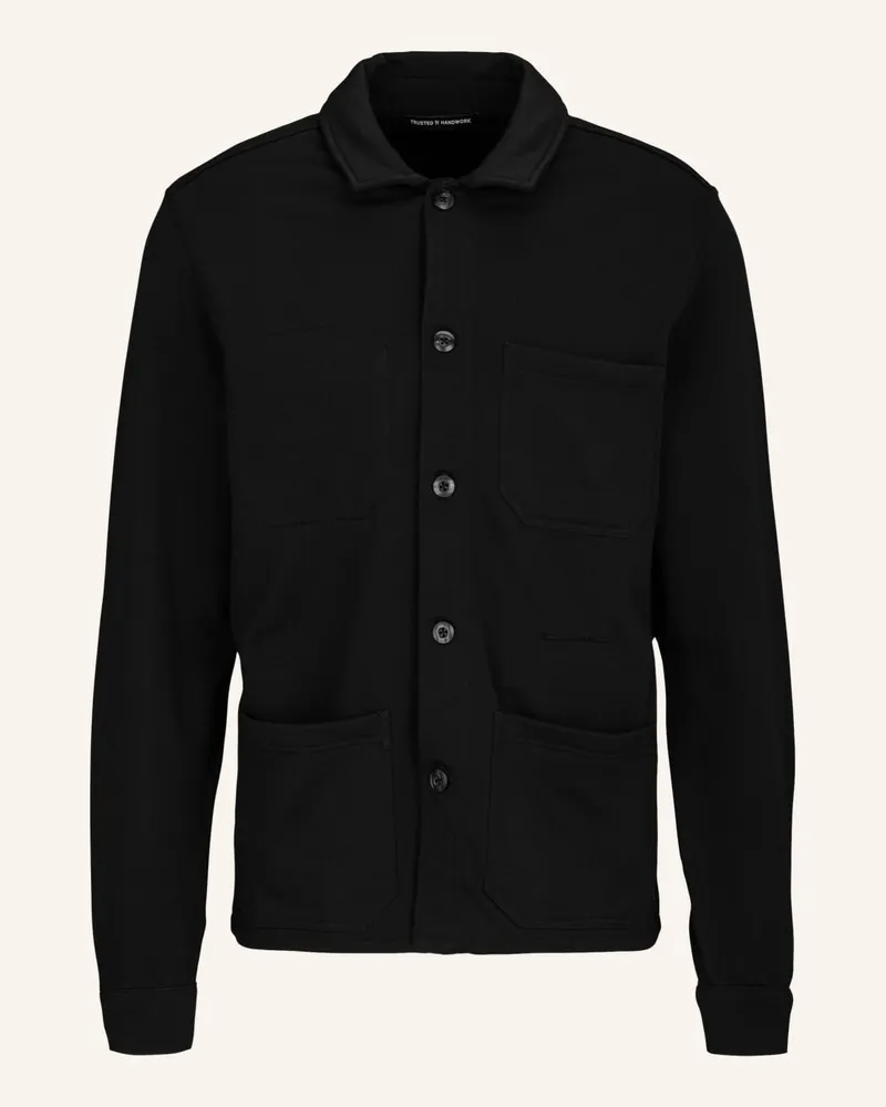 Trusted Handwork 1/1-Sleeve Overshirt with Inside Pockets Schwarz