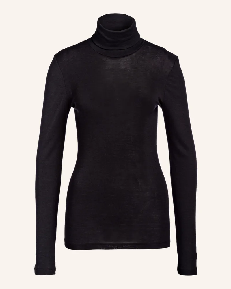 Hanro Rollkragenshirt Woolen Silk Aus Merinowolle Mit Seide schwarz Schwarz