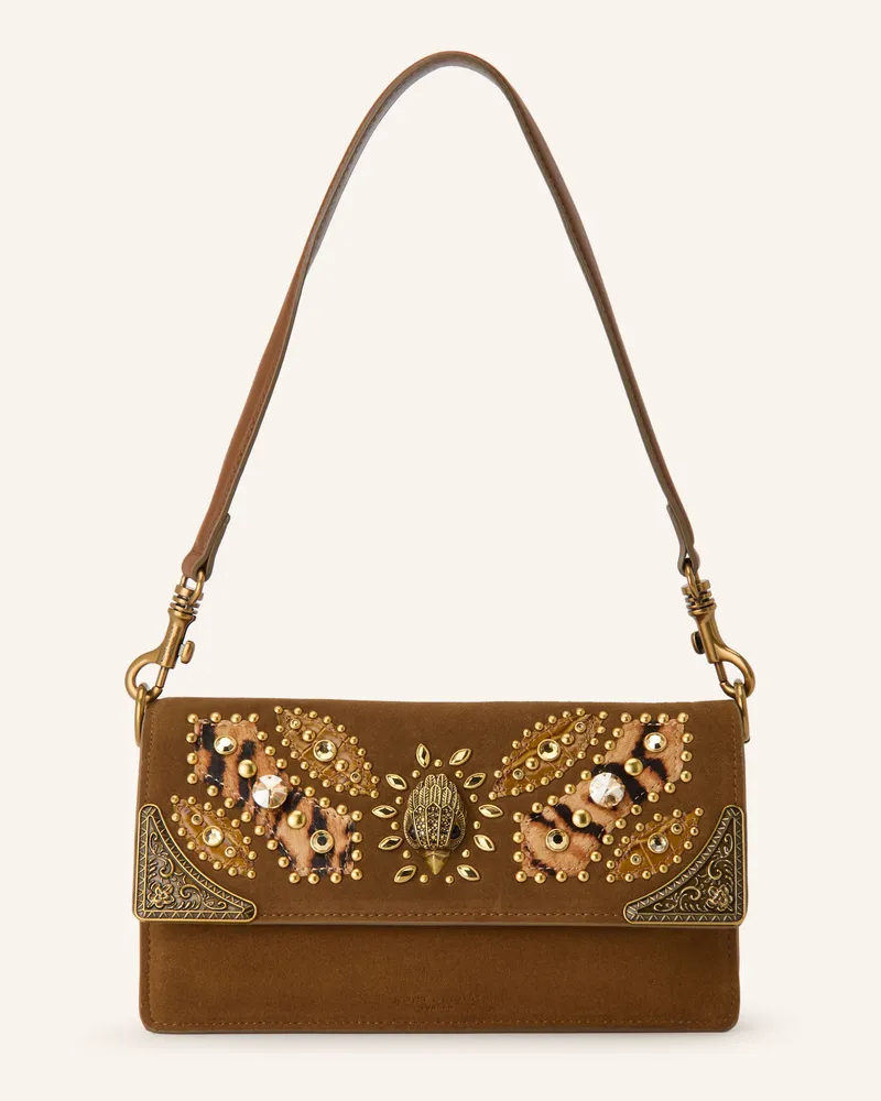 Kurt Geiger Schultertasche Sloane Mit Nieten Und Schmucksteinen braun Cognac
