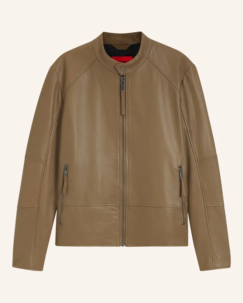 HUGO BOSS Lederjacke Likos Slim Fit beige Beige