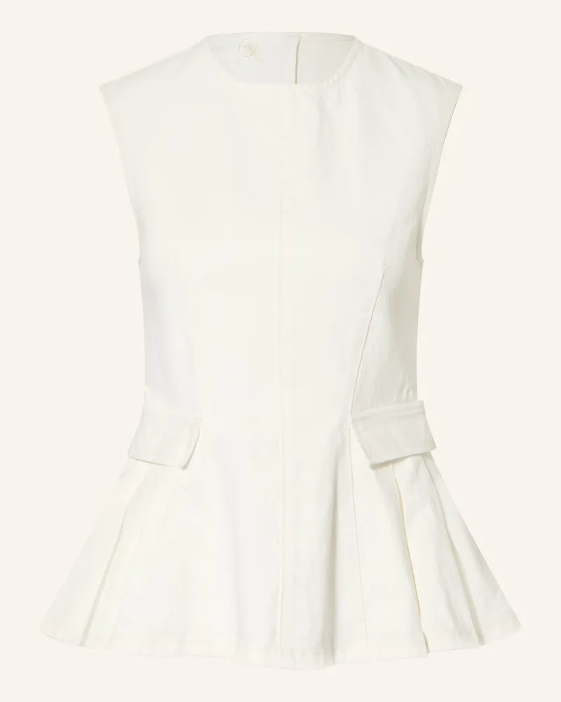 ROTATE Birger Christensen Jeanstop Peplum Mit Plissees weiss Weiss