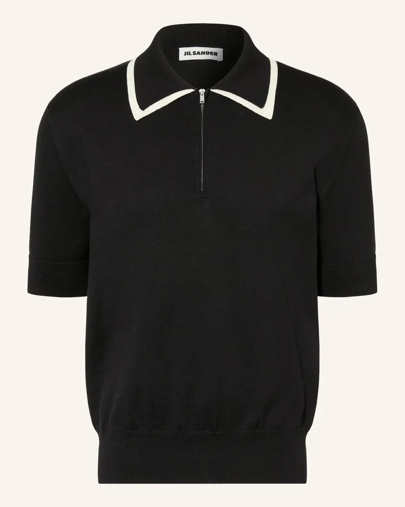Jil Sander Strick-Poloshirt schwarz Schwarz