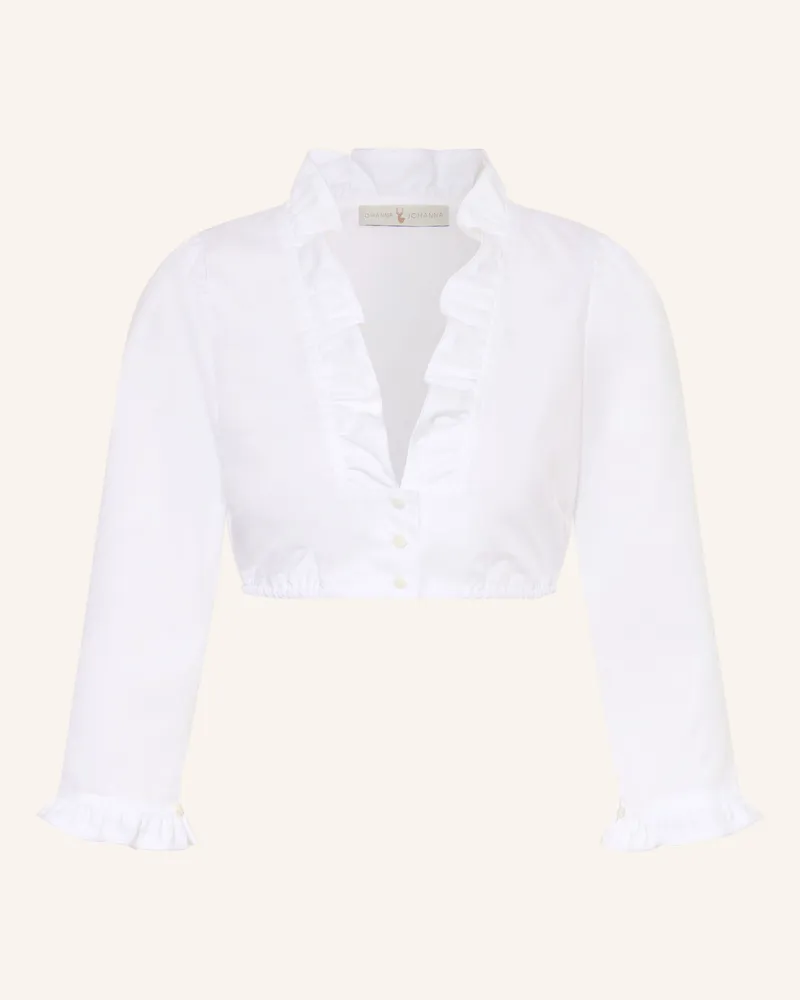 Johann & Johanna Dirndlbluse Mit 3/4-Arm Und Rüschen weiss Weiss