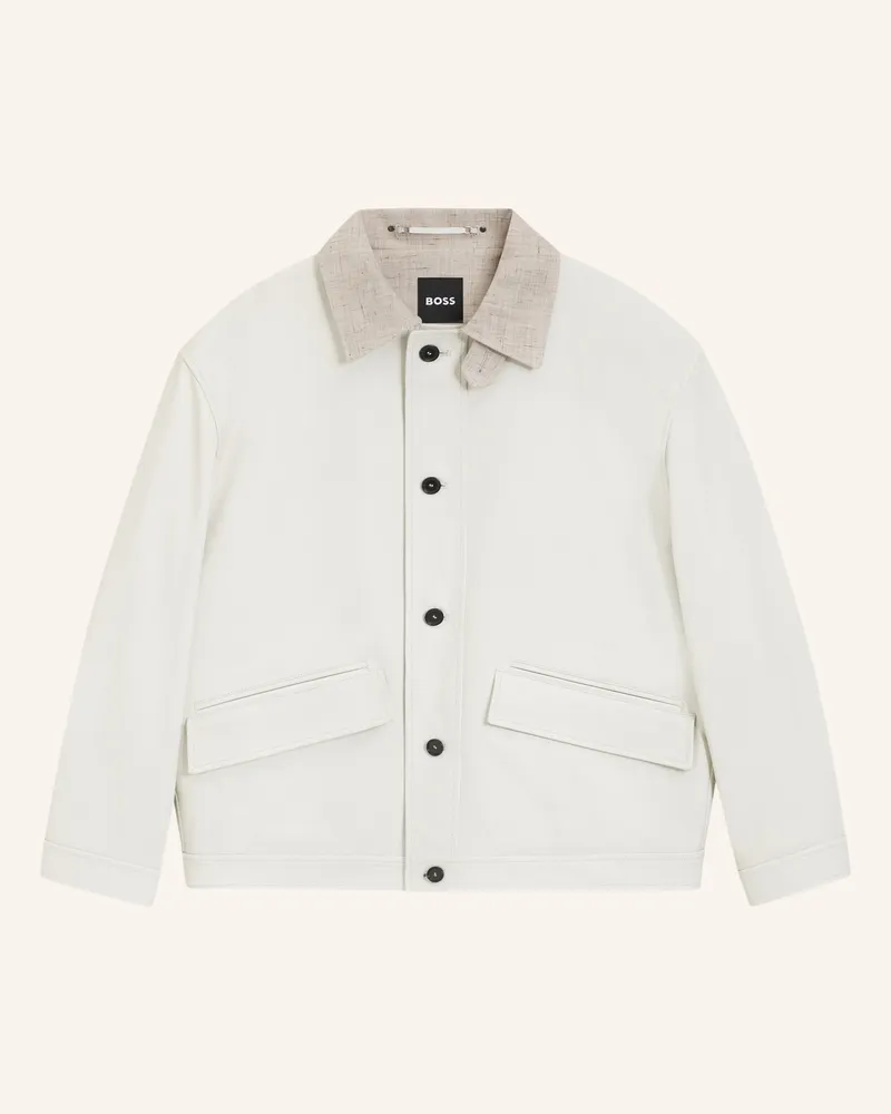 HUGO BOSS Lederjacke CLEAK_RW Weiss