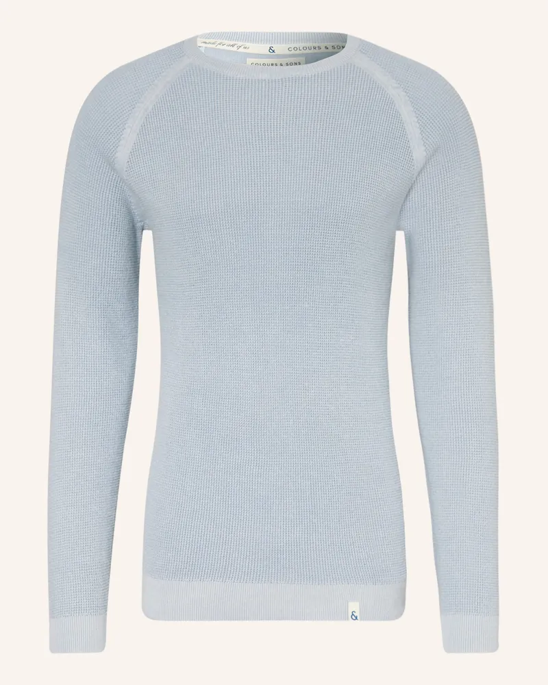 colours & sons Pullover blau Hellblau