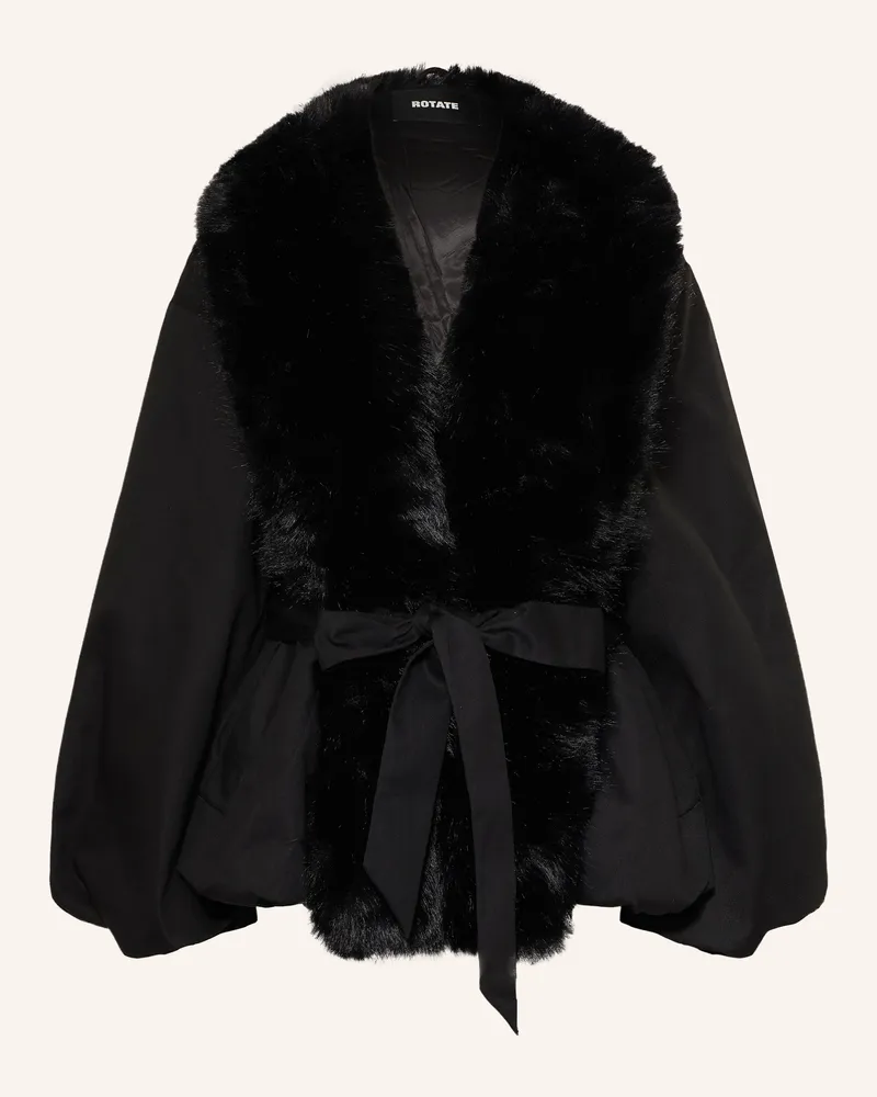 ROTATE Birger Christensen Jacke Mit Kunstfell schwarz Schwarz