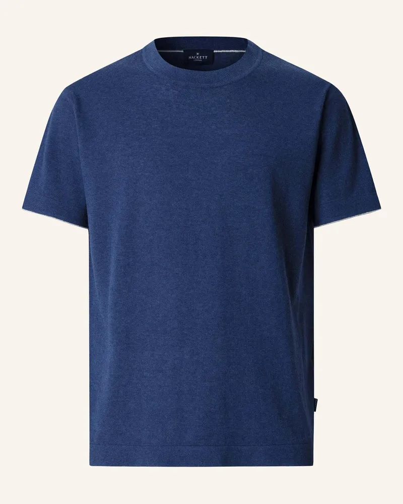Hackett T-Shirt Cotton Linen Knit Tee blau Blau
