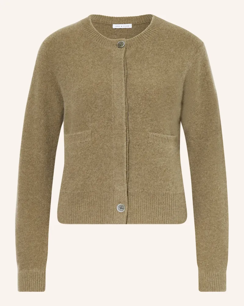 Mrs & HUGS Strickjacke Mit Cashmere gruen Khaki