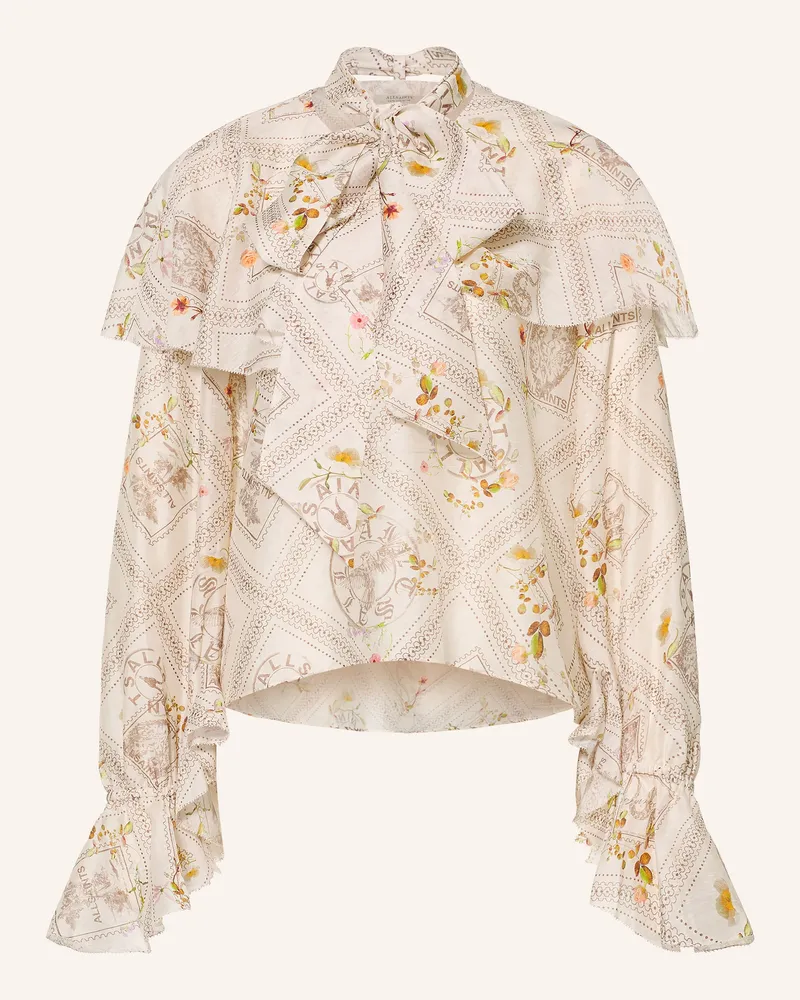AllSaints Blusenshirt Heba Mit Volants Und Abnehmbarer Schluppe weiss Ecru