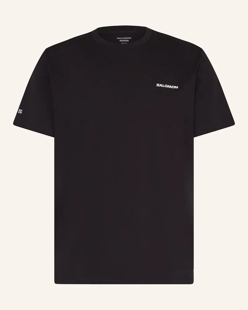 Salomon T-Shirt Chest Logo schwarz Schwarz