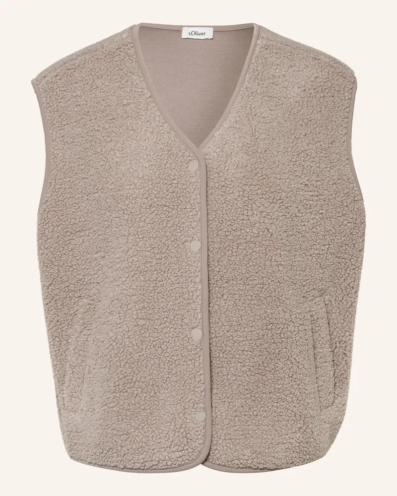S.Oliver Teddyfell-Weste braun Grau