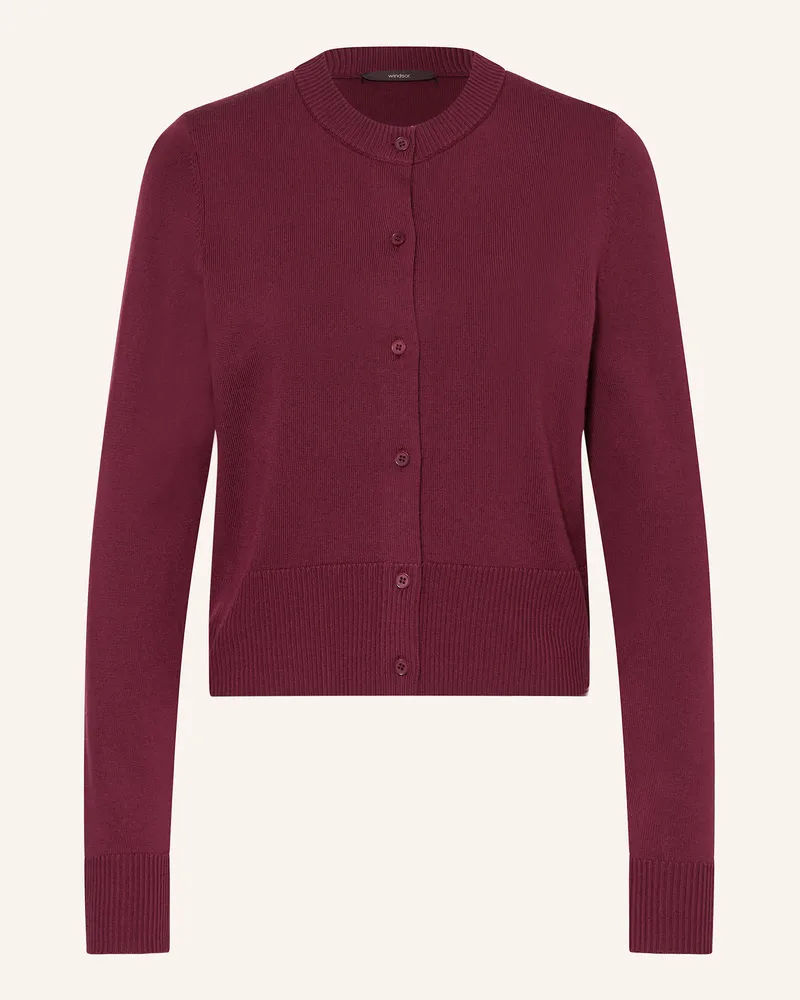 windsor. Strickjacke aus Merinowolle Dunkelrot
