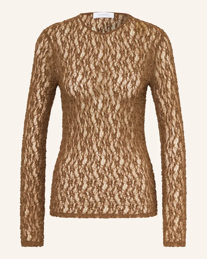 Rich&Royal Longsleeve Aus Spitze braun Cognac