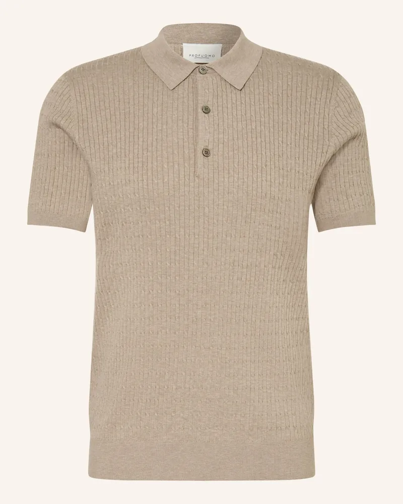 Profuomo Strick-Poloshirt Beige