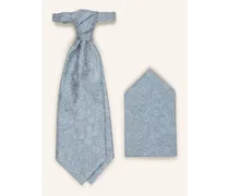 Wilvorst Set: Krawatte und Einstecktuch Blau