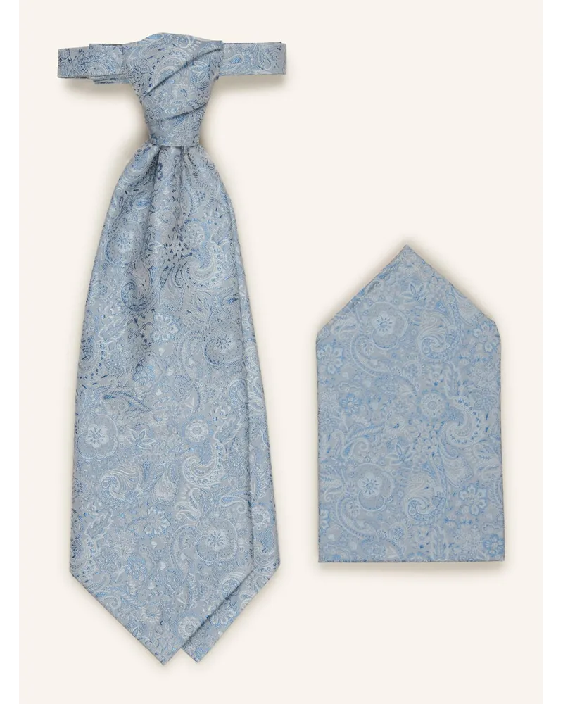 Wilvorst Set: Krawatte und Einstecktuch Blau