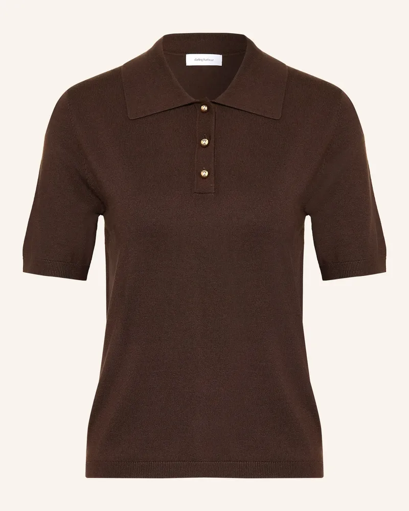 Darling Harbour Strick-Poloshirt braun Dark