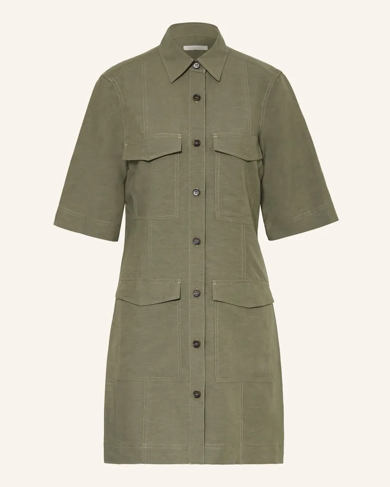 lilienfels Hemdblusenkleid Mit Leinen gruen Khaki