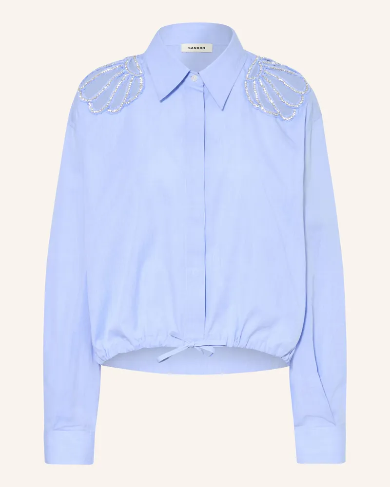 Sandro Hemdbluse Mit Schmucksteinen Und Cut-Outs blau Hellblau