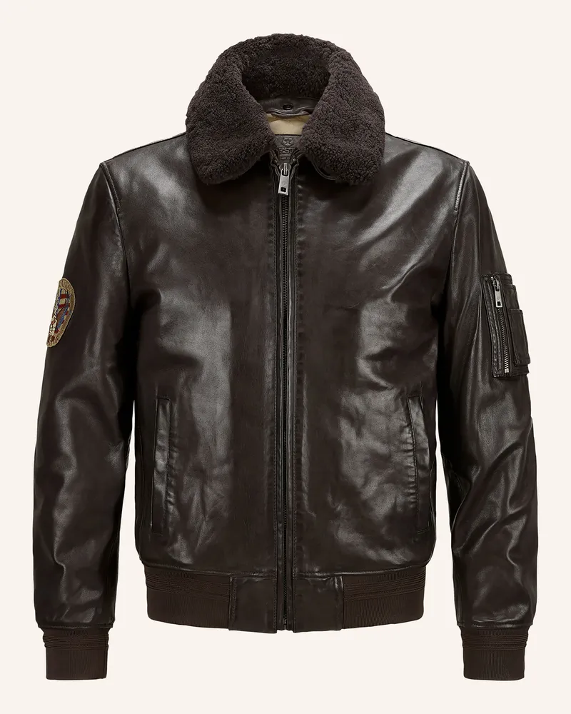 Milestone Lederjacke Mstom braun Dunkelbraun