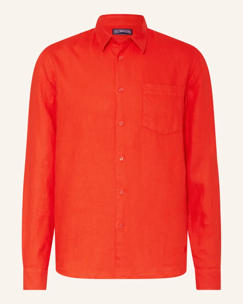 Vilebrequin Leinenhemd Regulrar Fit rot Orange