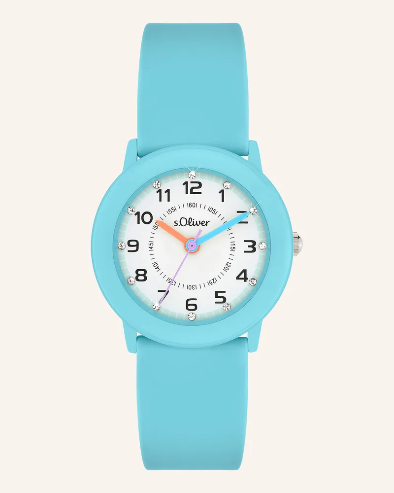 S.Oliver Armbanduhr  aus  Silikon Blau