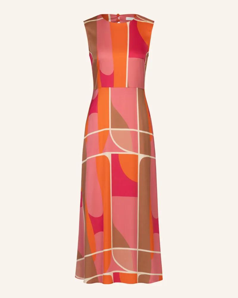 Mint & Mia Langes bedrucktes Viskose satin Kleid Rosa