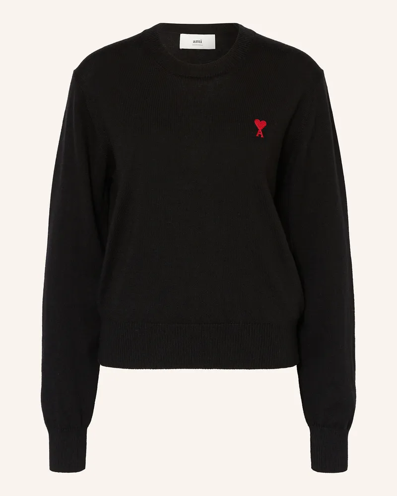 AMI Paris Pullover aus Merinowolle Schwarz