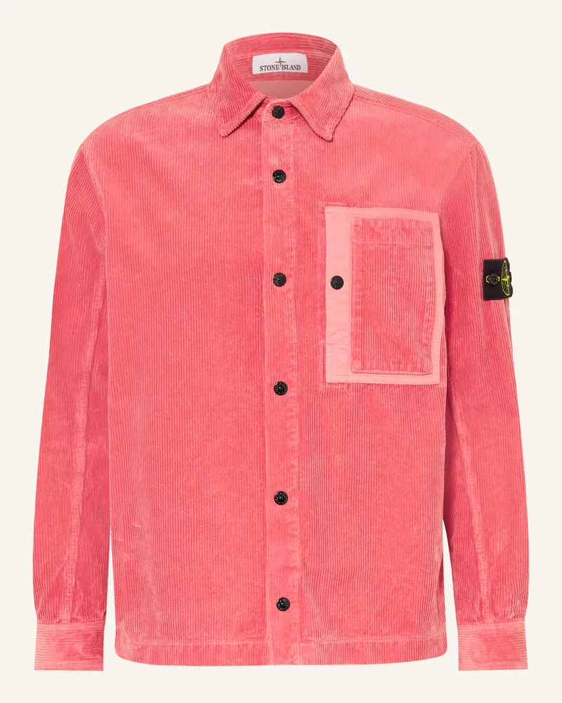 Stone Island Cordhemd Comfort Fit pink Hellrot