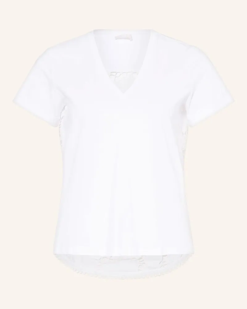 Liu Jo T-Shirt im Materialmix mit Spitze Weiss