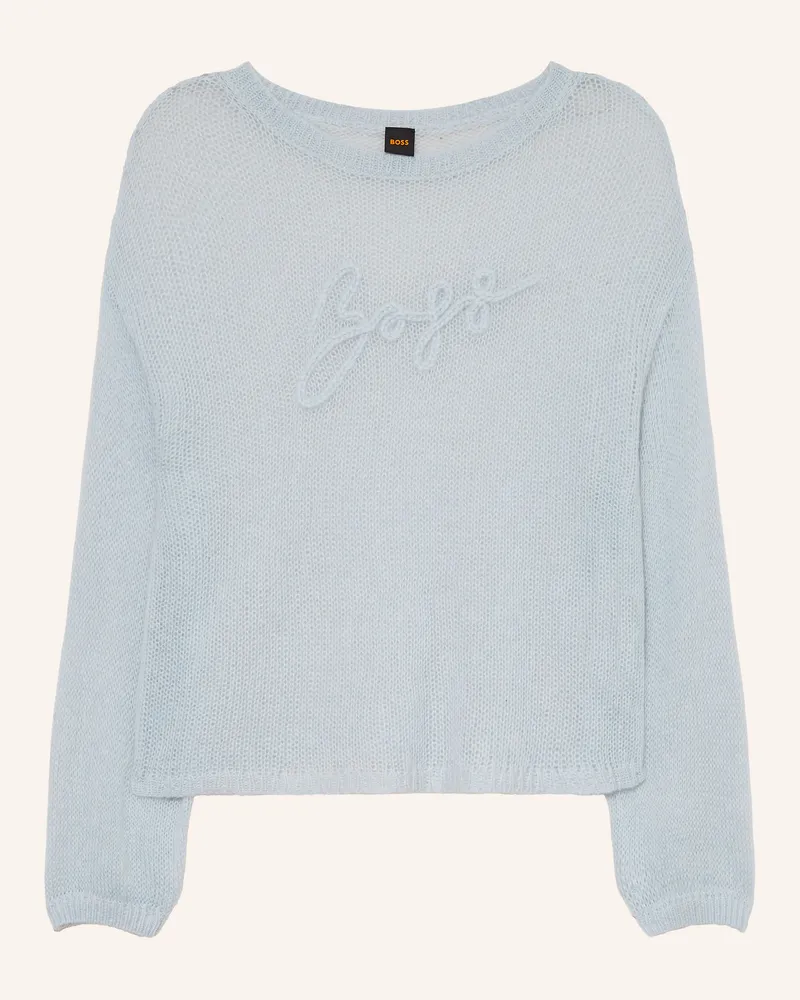 HUGO BOSS Pullover Farazena Mit Mohair grau Hellgrau