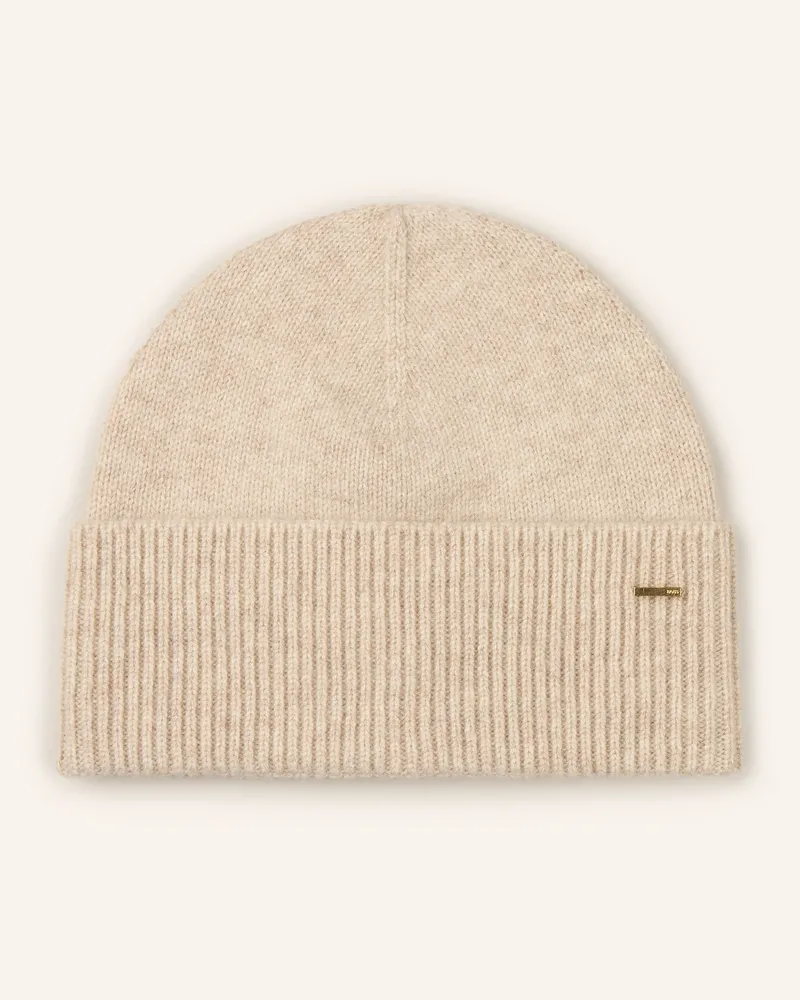 HUGO BOSS Mütze Aus Cashmere weiss Beige