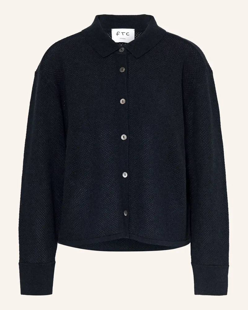 FTC Cashmere Strickjacke aus Cashmere Dunkelblau