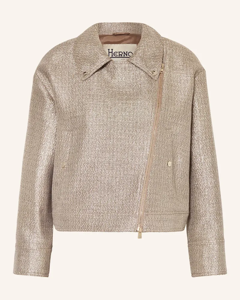 Herno Kastenjacke mit Glitzergarn Beige