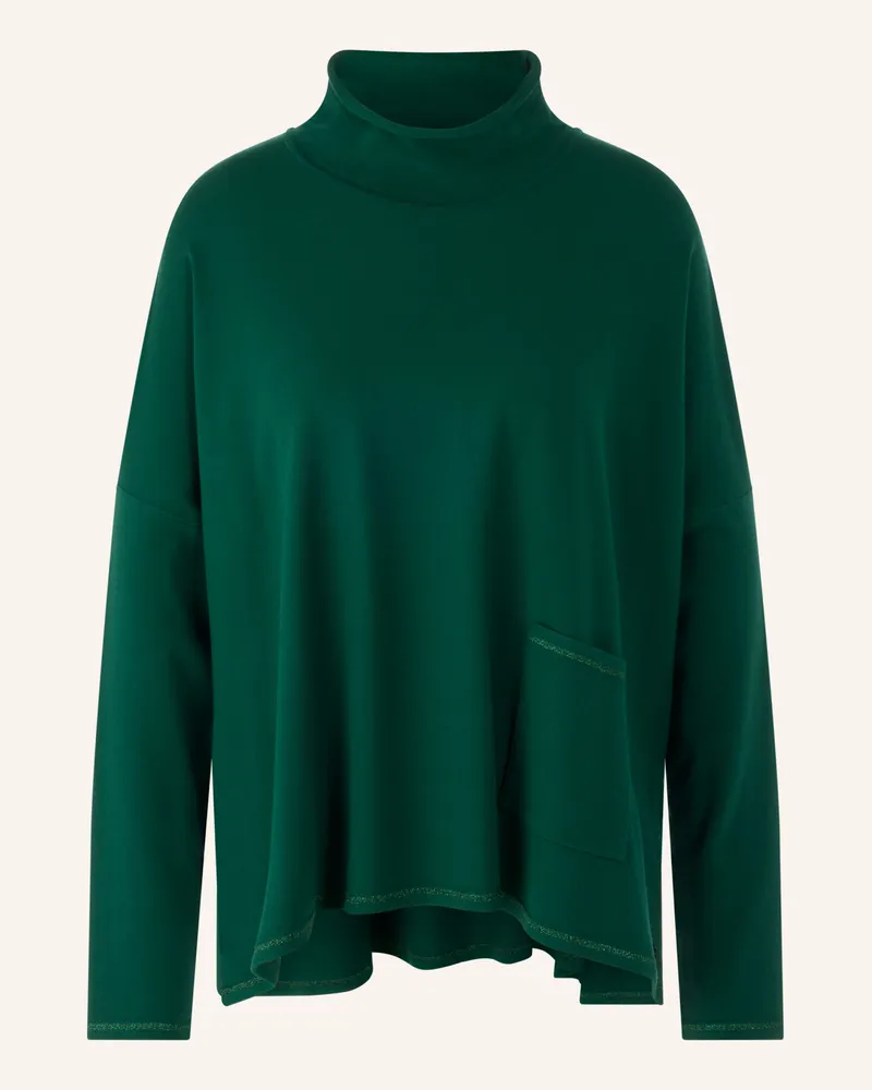 Marc Cain Pullover mit Glitzergarn Dunkelgrün