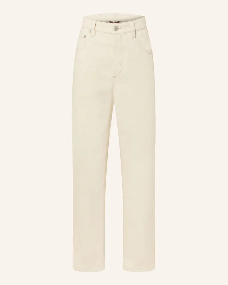 Brunello Cucinelli Jeans mit Schmuckperlen Ecru