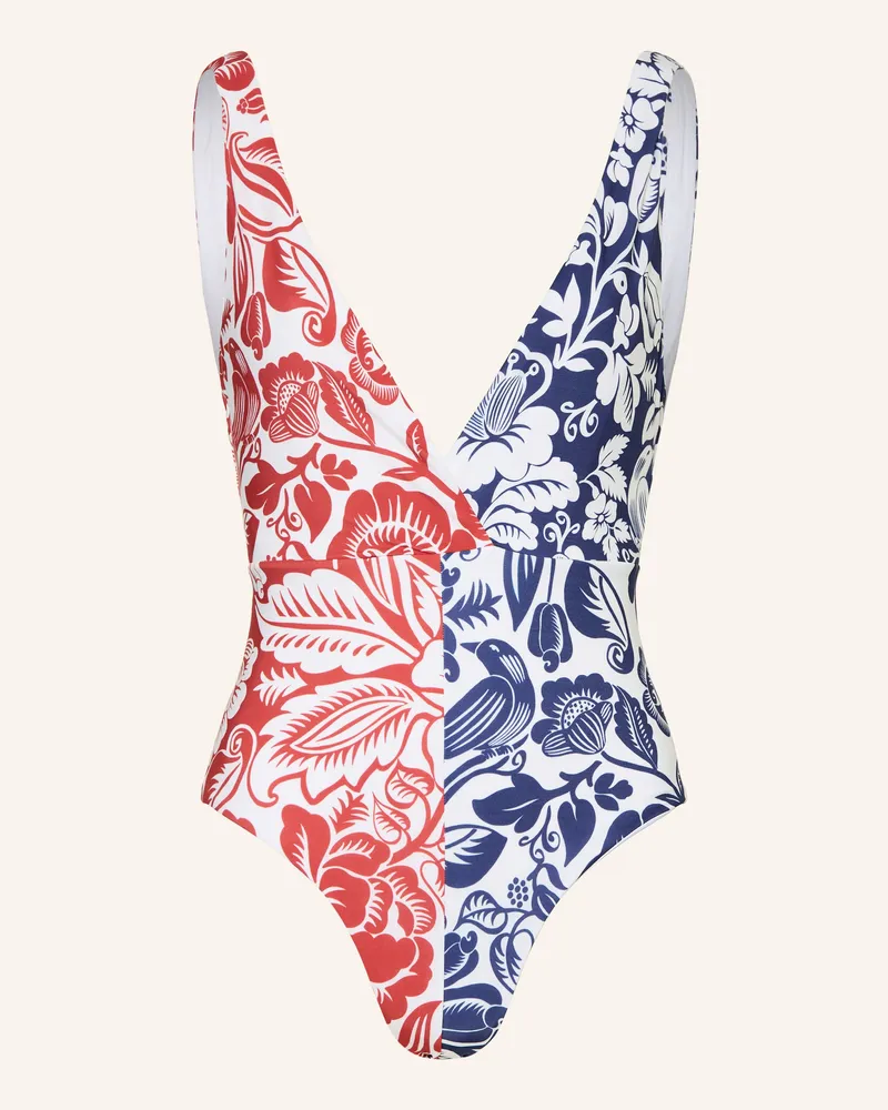 FARM Rio Badeanzug CASHEW AND BIRDS in Wickeloptik Rot