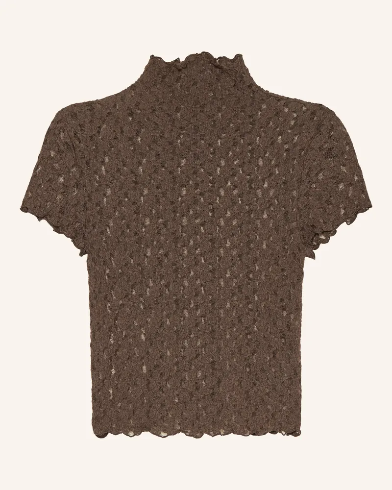 Mrs & HUGS Blusenshirt Aus Spitze braun Dunkelbraun