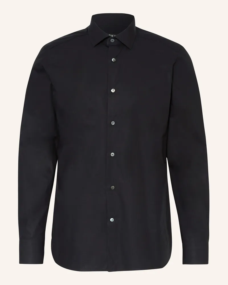 Ermenegildo Zegna Hemd Regular Fit schwarz Schwarz