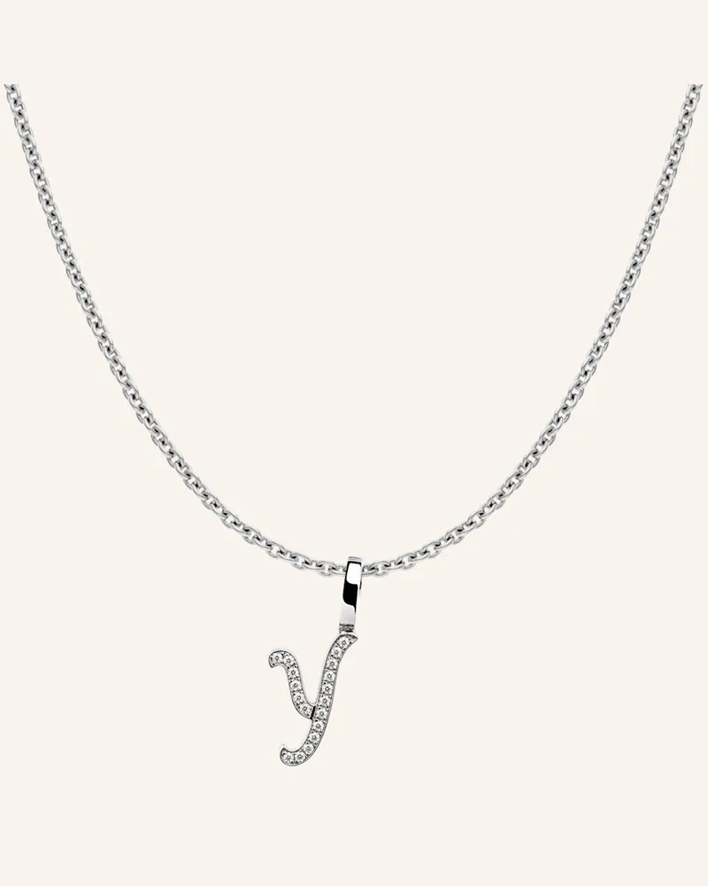 CADA Kette Tiny Diamond Letter Y silber Weissgold