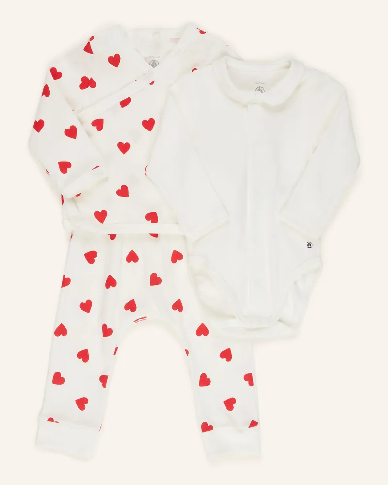 Petit Bateau Set: Body, Wickelshirt und Hose Weiss