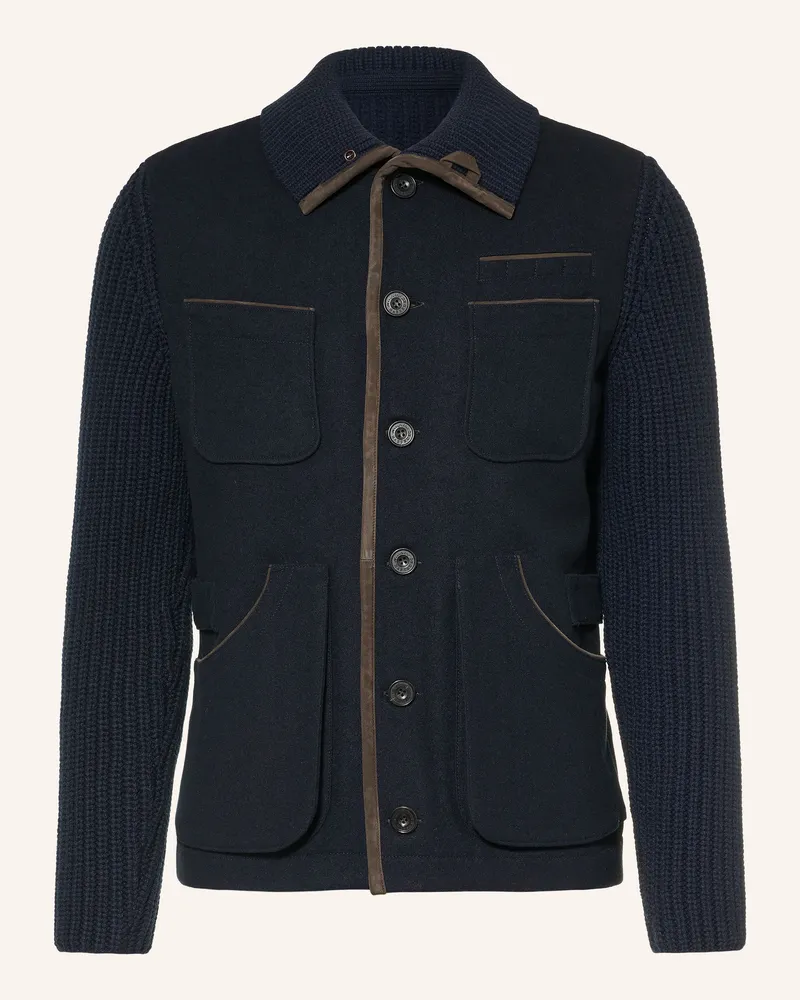 Habsburg Strickjacke Liemberg Im Materialmix blau Dunkelblau